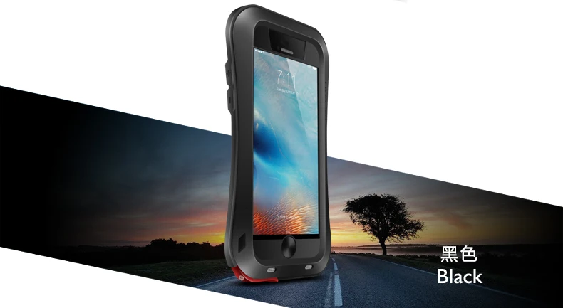 black Gorilla glass) LOVE MEI Armor чехол для iPhone 6 6s 6 Plus металлический алюминиевый чехол для iPhone 6s Plus 6 Plus защита от воды/ударов/дождя - Цвет: black