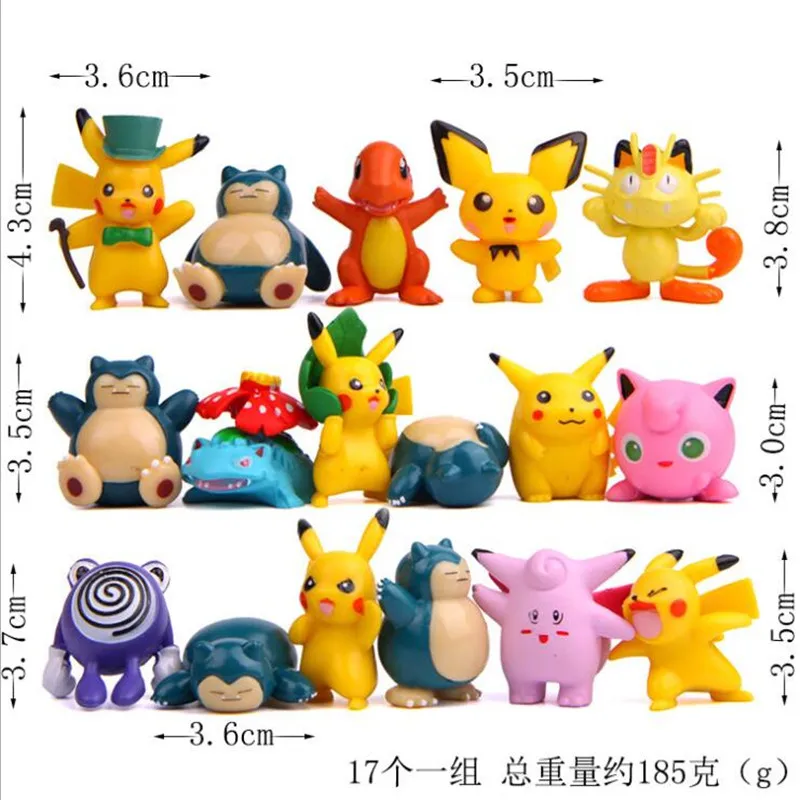 Горячая Распродажа 17 шт./компл. cartoonCharmander Пикачу Eevee Snorlax Сквиртл Mudkip действие и