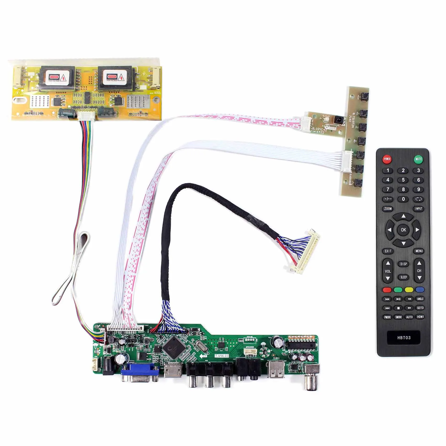 

HD MI VGA LCD Controller Board USB Support Video 1280x1024 M170EN06 4CCFL Inverter Board M170EN05 for 17inch LCD Screen