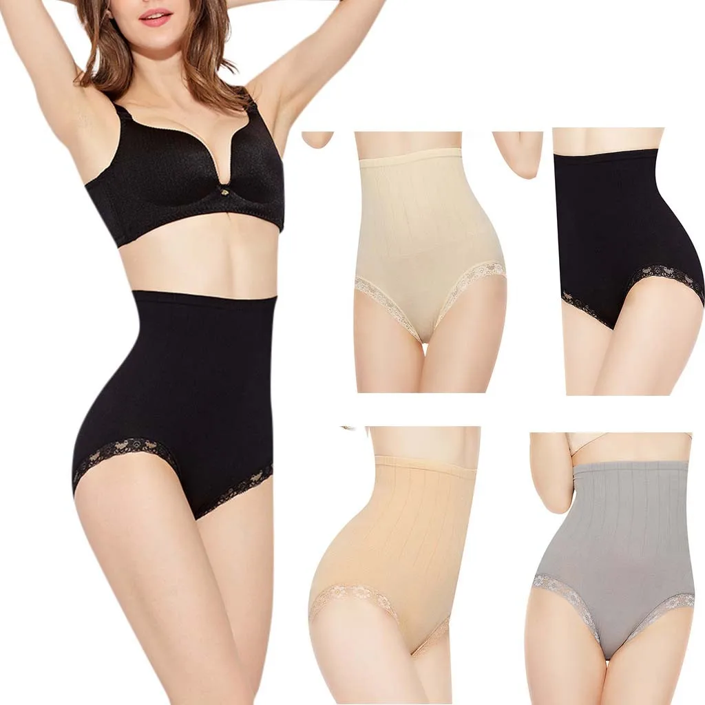 

LONSANT Women Panties Solid stretchy lace body shapewear Maternity high Waist cotton Underwear Breathable comfy Panties