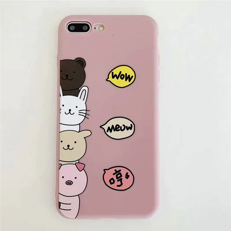 Cartoon Animal Cat Rabbit Pattern Phone Cases For iPhone X XS MAX XR Matte Soft Case 8 7 6 6s Plus Back Cover |