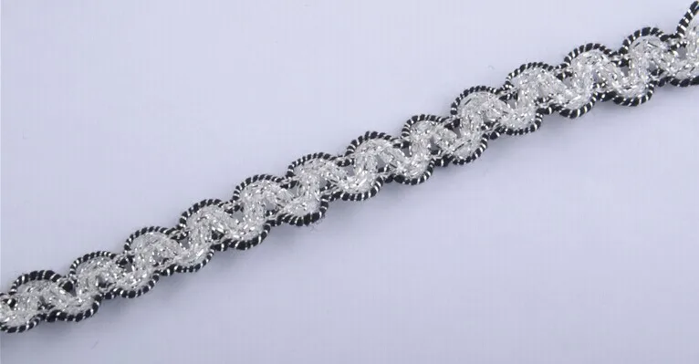 40 ярдов плетеная Серебристая Черная кружевная ткань необычная декоративная