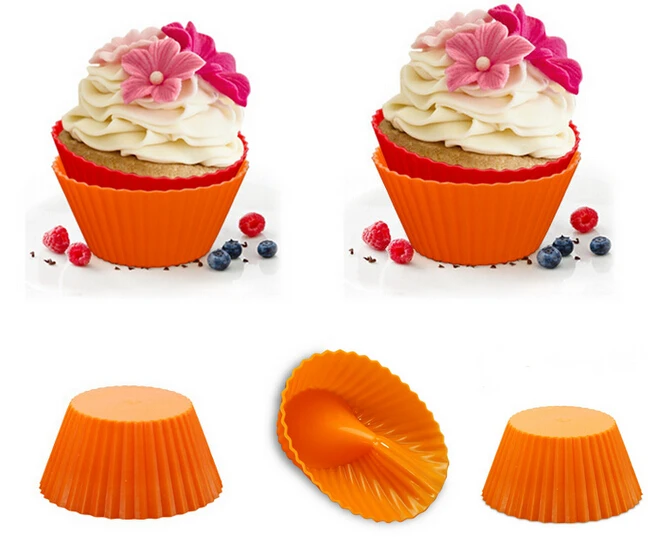 12 шт. случайный 6 Цвета 7 см Muffin силиконовые формы для выпечки Формы кексов форма