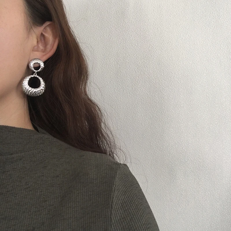 Geometric metal texture personality fashion clothing accessories Contracted temperament earrings | Украшения и аксессуары