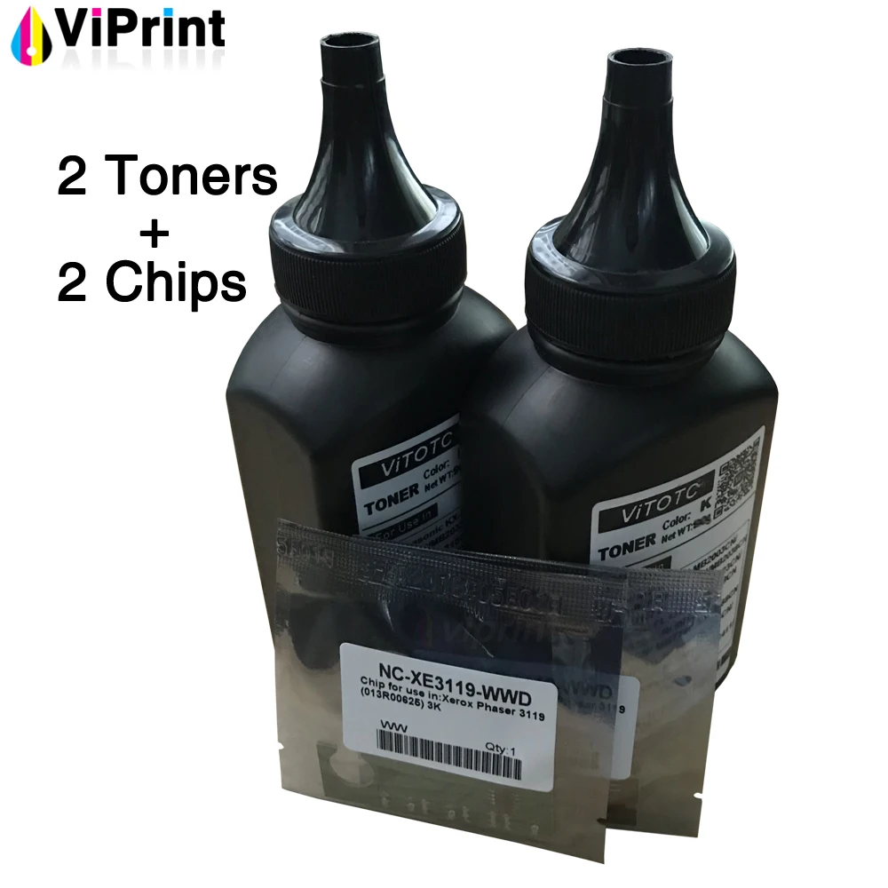 

2 Toners + 2 Chips Laser Printer Refill Toner Powder 013R00625 Reset Chip Compatible for Xerox 3119 WorkCentre 3119 WC3119