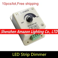 10pcslot 1 channel strip led dimmer switch balck adjustable brightness controller dc 12v 24v 8a