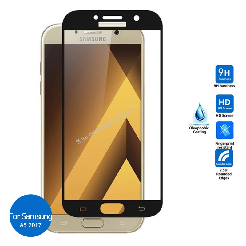 Для Samsung GALAXY A3 A5 A7 2017 полное покрытие закаленное стекло Защита экрана 9h защитная
