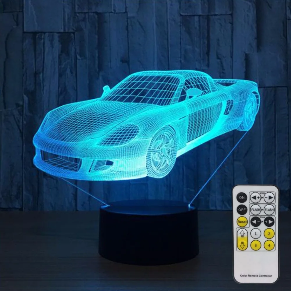 Автомобиль настольная лампа 3D ночные светильники для детей с пультом
