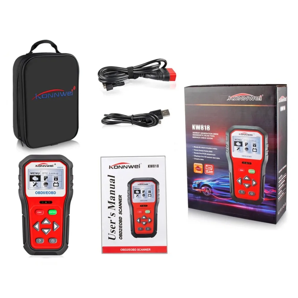 KW818 OBD2 OBDII EOBD Scanner Car Code Reader Tester Pro Diagnostic Tool For Check Engine Support Protocol Cars | Инструменты