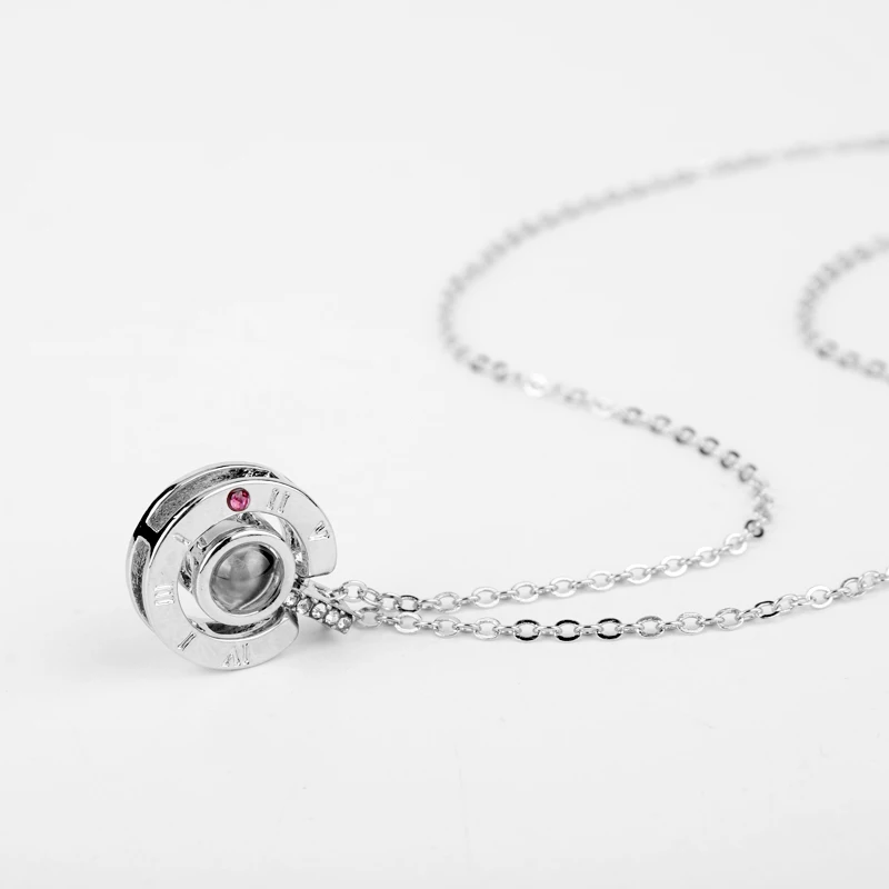 Круглые розовое золото 100 языков I love you прожекторный Подвесной Ожерелье