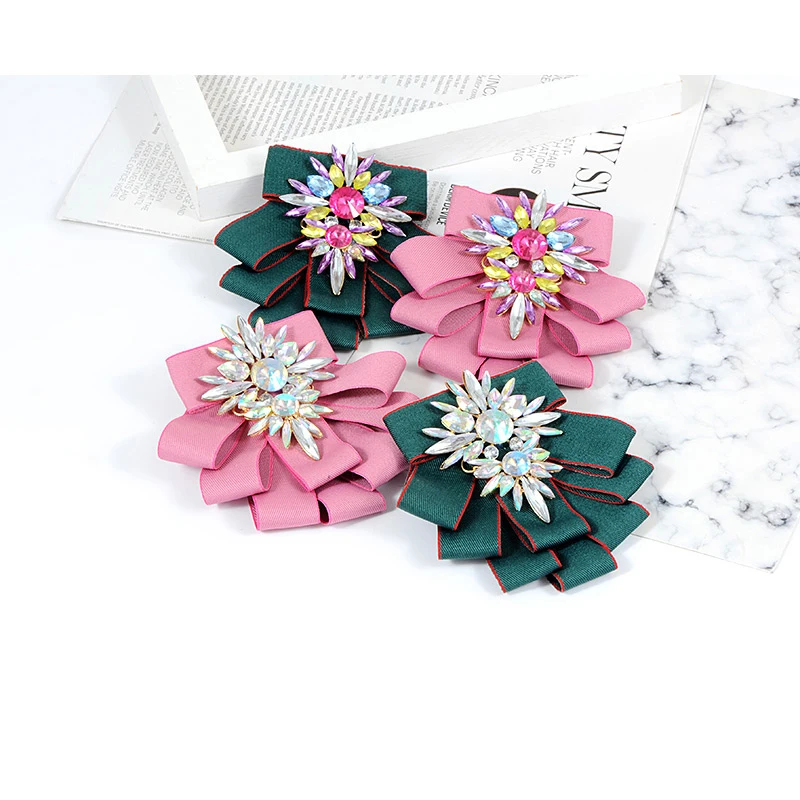 ZHINI 2017 New Vintage Fabric Handmade Bow Brooches for Women Neck Ties Imported Material Wedding Party Accessories High Quality | Украшения