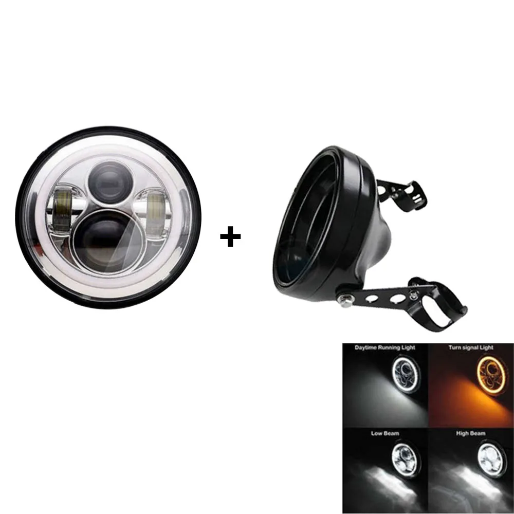 40w Headlight chrome 7 дюймов светодиодный мото rcycle фара мото черный для Harley moto rcycle СВЕТОДИОДНЫЙ Ведро фары корпус кронштейн - Цвет: 40w Headlight chrome