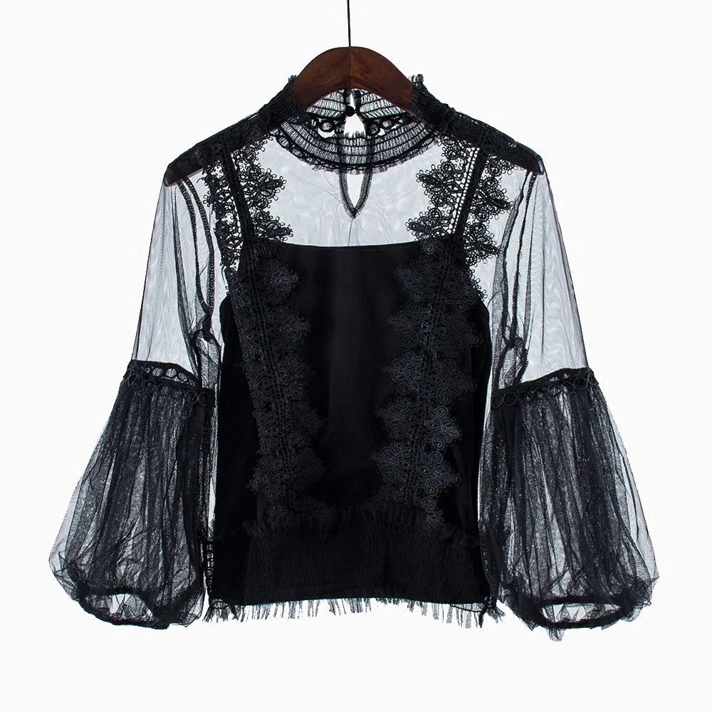 Missoov moda camisas весенне-осенняя стильная блузка женские милые топы сетчатые