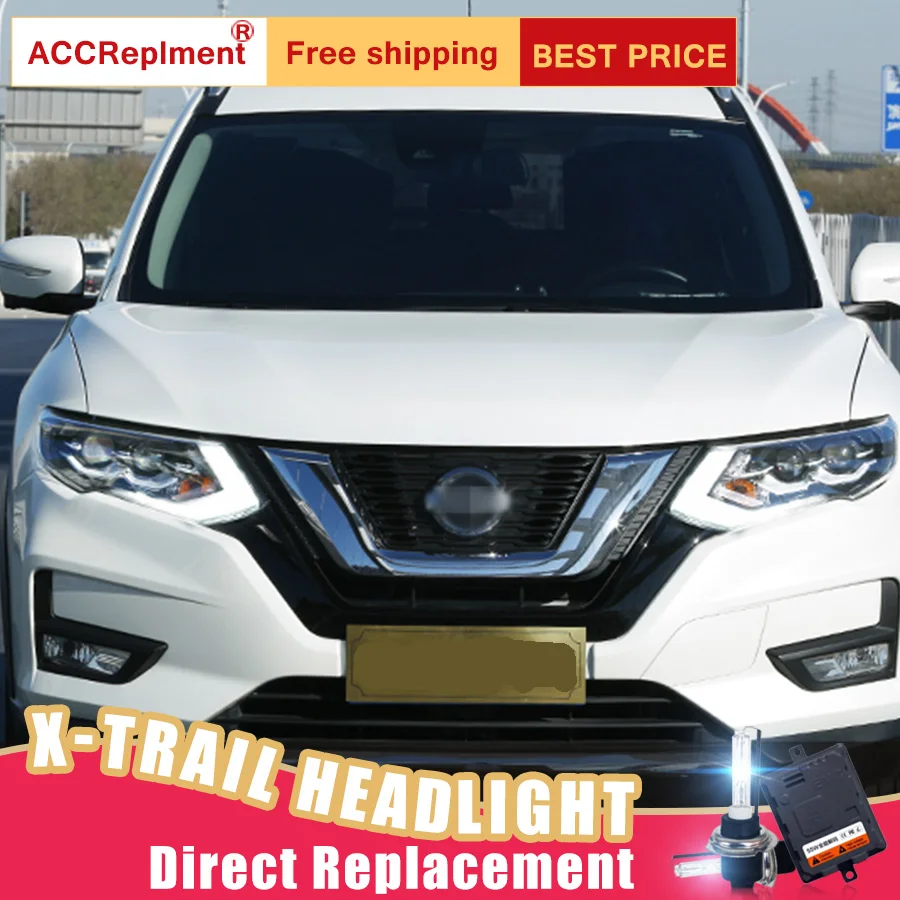 2 шт. светодиодный фары для Nissan X Trail 2017 2019 Автомобильные ангельские глазки