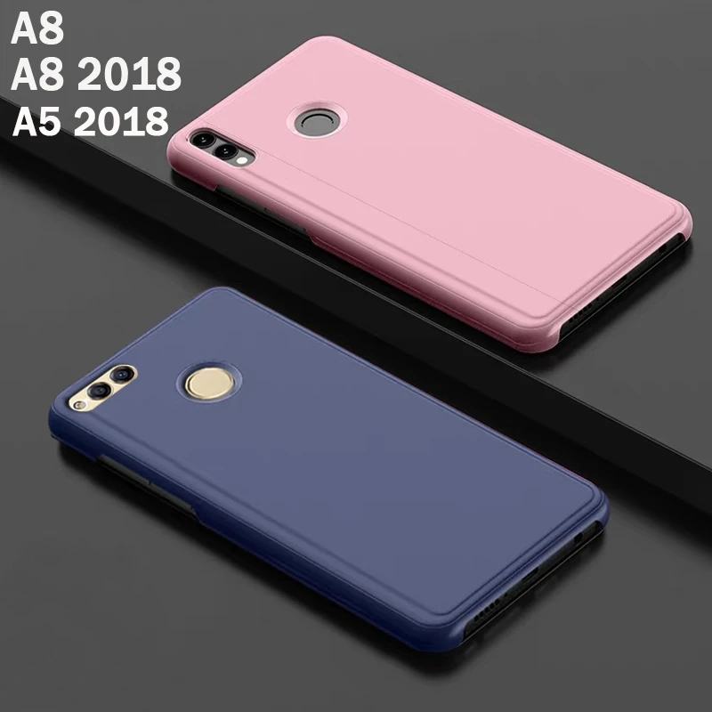 Откидной Чехол для телефона с умным зеркалом чехол Samsung galaxy A8 2018 A 8 A5 жесткий