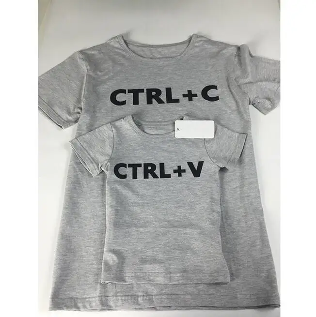 Семейные комплекты CTRL C+ CTRL V футболки для папы и сына семейная Одежда для мальчиков одинаковые комплекты для семьи