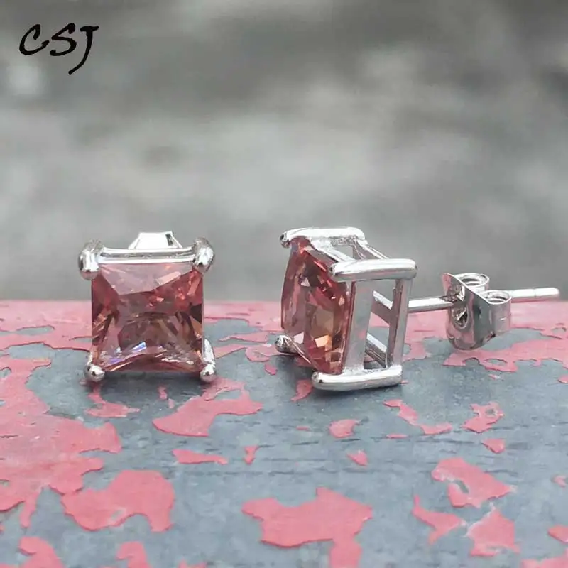 CSJ Created Diaspore Zultanite Stud Earrings 925 Sterling Silver Fine Jewelry Women Gemstone Femm Lady Wedding Engagment Party | Украшения