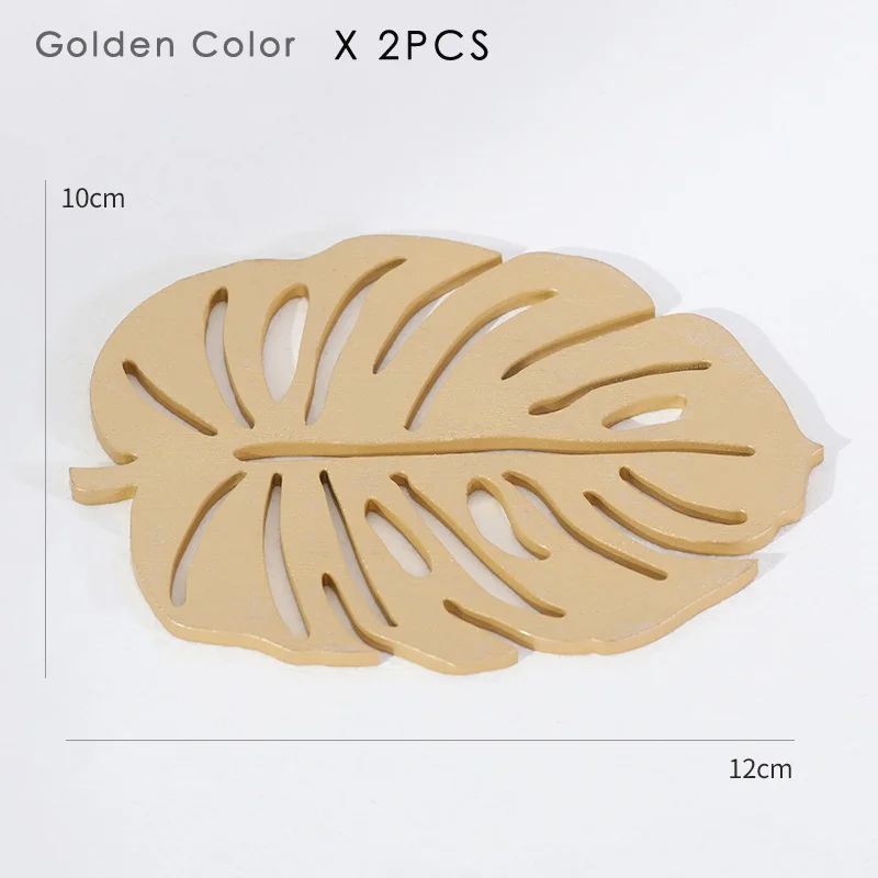 Gold- 2pcs 2 шт. креативные деревянные подставки под столовые приборы в форме золотого листа подставки под кофейную чашку коврик для чая обеденный модный деревянный Декор Аксессуары Новые - Цвет: Gold- 2pcs