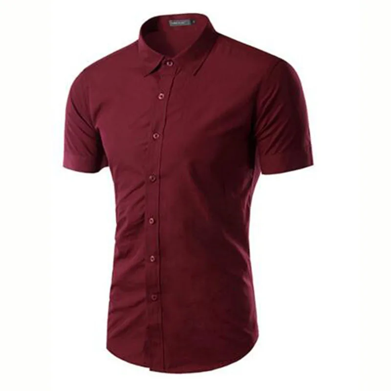 Мужская хлопковая рубашка с короткими рукавами в Корейском стиле Camisa летняя