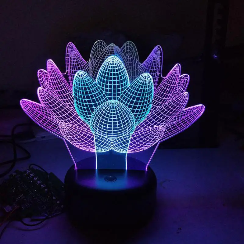 Изнасиловый цветок 3d Визуальный ночник креативный Красочный Usb светодиодный