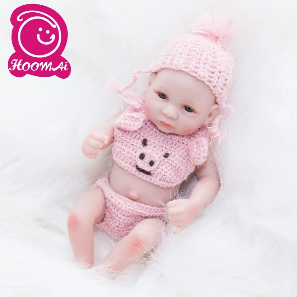 10 дюймов очень маленький милый большой черный глаз Reborn Baby Doll 28 см мягкий винил