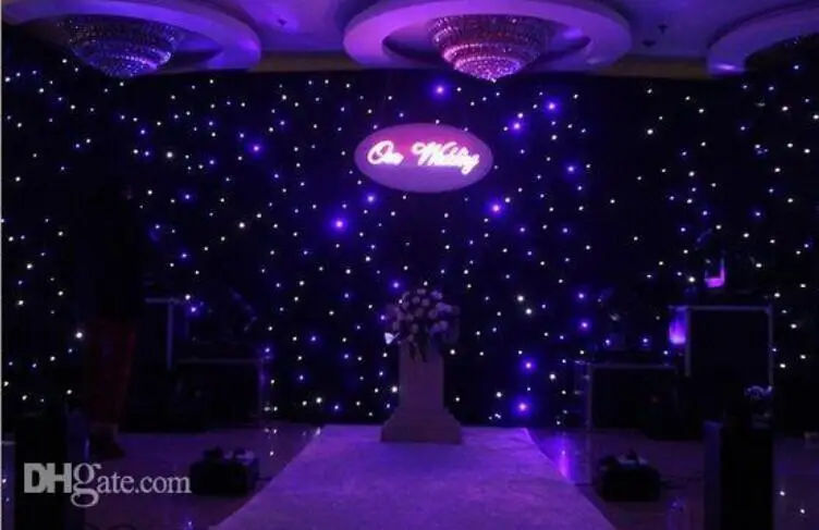 

Luxury Blue-White Color LED Star Curtain Wedding Stage Backdrop Cloth With DMX512 Controller For Decoration Supplies B
