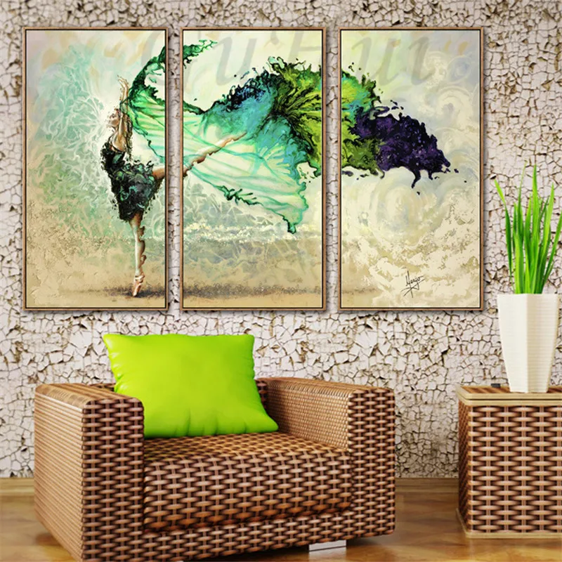 Современная элегантная зеленая лента балет красота абстрактная картина маслом