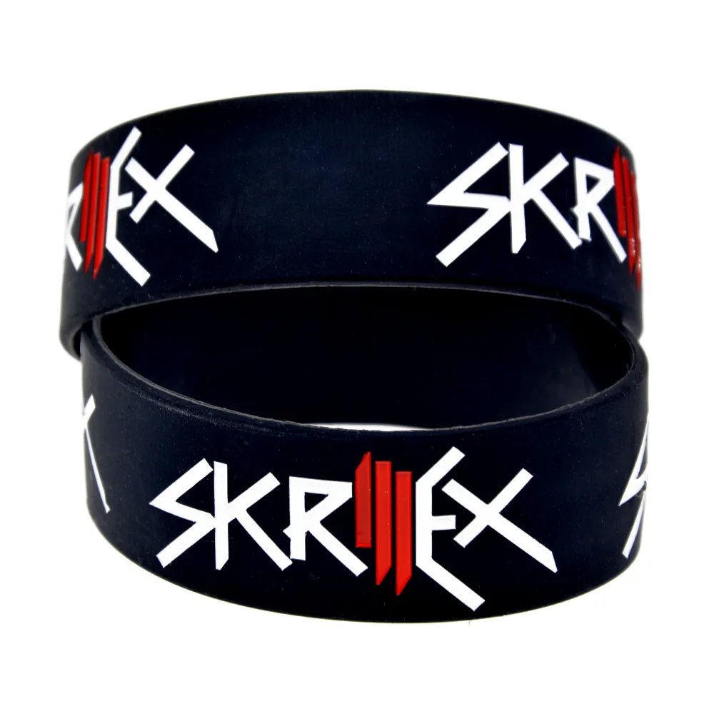 1 шт. черный Debossed Skrillex силиконовый Wrsitband для любителей музыки