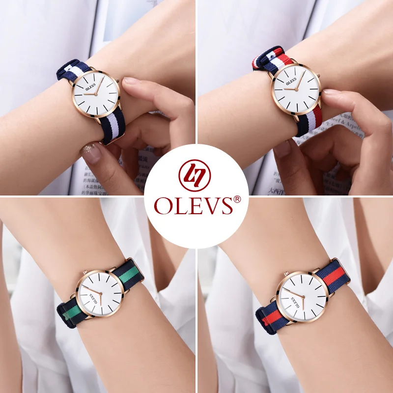 Relojes Mujer модный нейлоновый ремень женские кварцевые часы тонкий Циферблат
