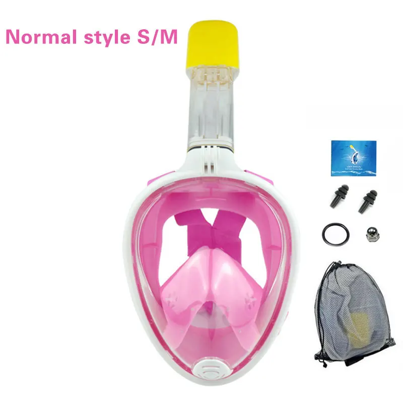 Normal Pink S M Маска для дайвинга, для всего лица, анти-туман, маска для подводного плавания, маска для подводной охоты, для детей/взрослых, очки, тренировочное снаряжение для дайвинга - Цвет: Normal Pink S M