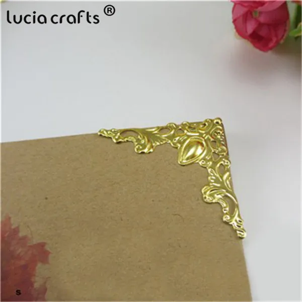 Gold Lucia crafts 41*41 мм разные цвета металлическая книга Скрапбукинг Альбомы меню Угловые протекторы 24 шт./лот G0919 - Цвет: Gold