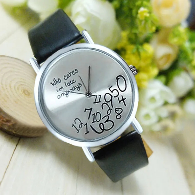 Женские кожаные часы OTOKY наручные с надписью Who Cares I am Late 19May20 2019|Женские часы| |