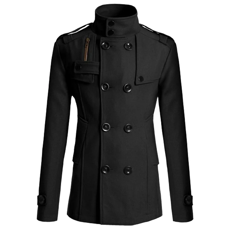 2019 Autumn And Winter Men's Wool Coat Slim Jacket Double Row Button Collar Warm Casual M-3XL | Мужская одежда