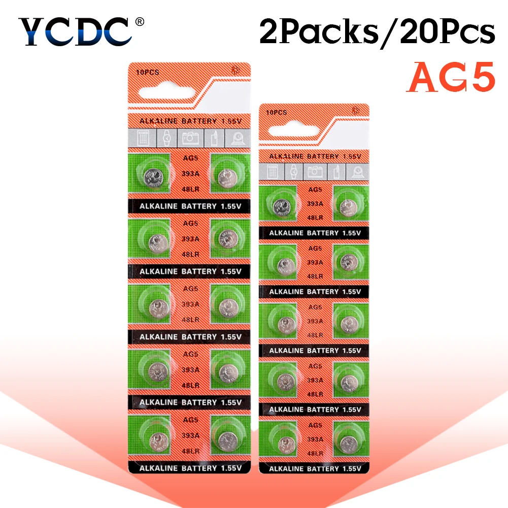 Кнопочные батарейки YCDC 20x Ag5 Lr754 393a Sr48 1 55 в для часов игрушек монет D309 D393 G5 G5A L754 LR48