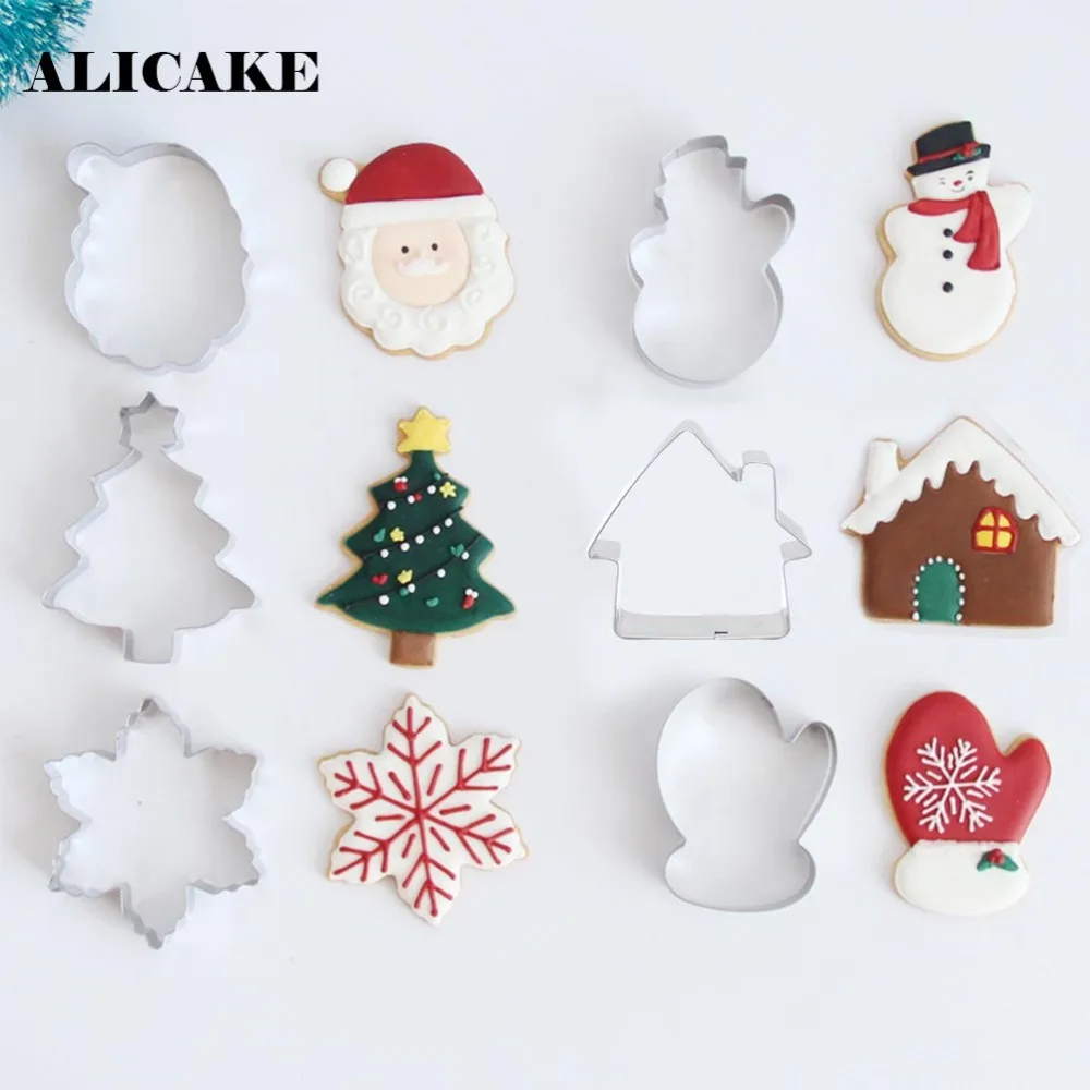 16 шт./компл. Merry Christmas формочки для печенья Рождественская елка Санта Клаус со снежинками и рисунком оленя foremki сделать ciastek инструменты для украшения торта