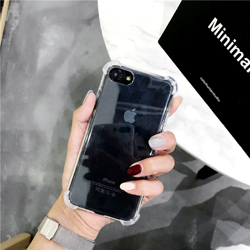 Роскошный противоударный Прозрачный чехол для iPhone 7 X 6 6s 8 Plus 10 мягкий силиконовый