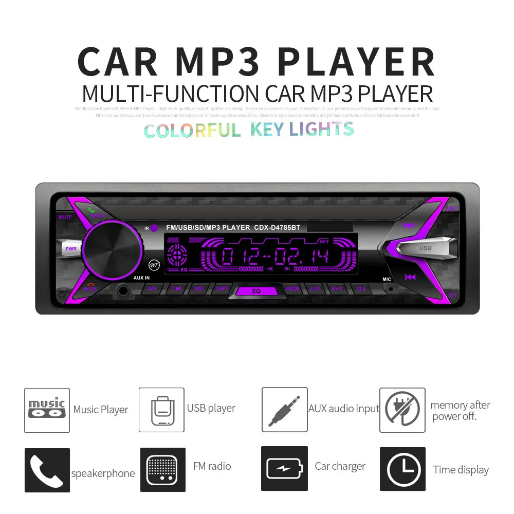 LeeKooLuu 1Din MP3-плеер автомобильный Радио автомобильный мультимедийный плеер Bluetooth fm-радио авто AUX USB SD Автомагнитола Кассетный рекордер стерео