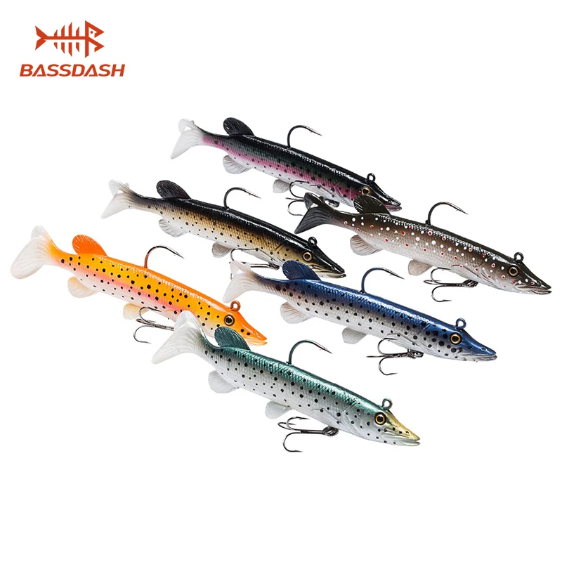 Bassdash настоящая Щука Мягкая приманка для рыбалки встроенный свинцовый вес 4in 5in