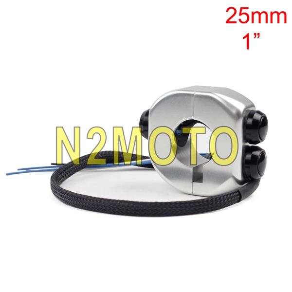 25mm silver black Мотоциклетный 22 мм 25 мм " 7/8" переключатель руля кнопочный переключатель управления для Harley Кафе Racer Honda Suzuki Yamaha Bobber XS650 - Цвет: 25mm silver black