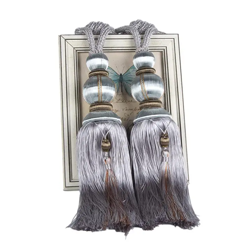 Silver Gray 1 пара веревки для штор подхваты для штор Висячие кисточки подхваты для штор аксессуары жемчуг шар бисером висячий шар 40 - Цвет: Silver Gray