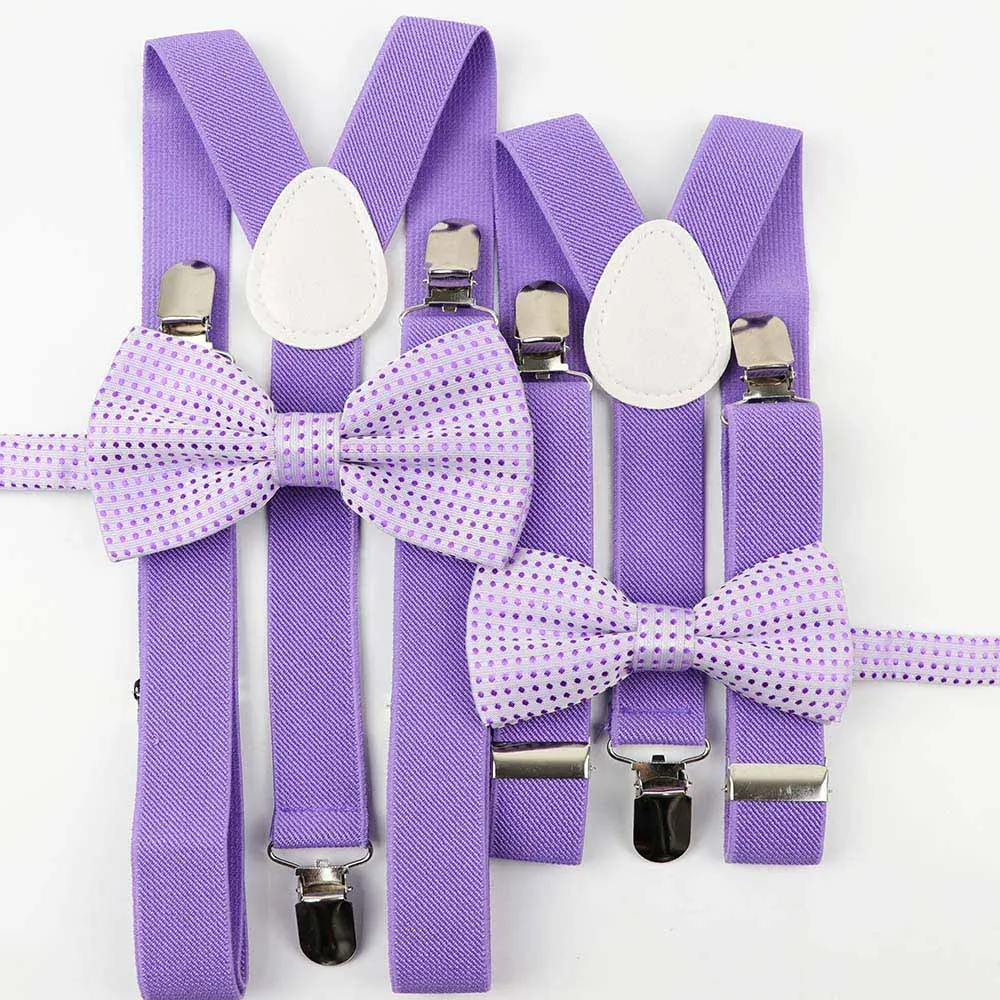 Родитель-ребенок однотонные разноцветные подтяжки галстук-бабочка набор прекрасный y-обратно подтяжки полиэстер точка пояс с бабочками регулируемый галстук-бабочка аксессуар - Цвет: Set 10-2