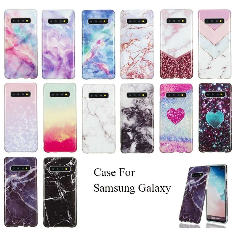 Блестящий Мраморный чехол для телефона Samsung Galaxy S10 Plus S10E чехлы мягкий силиконовый