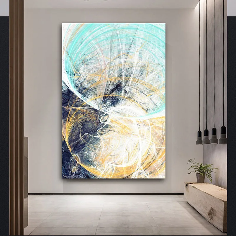 Постеры и принты на холсте с абстрактной геометрией черного золотого синего