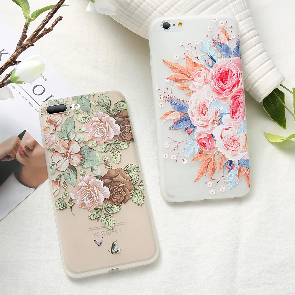 KISSCASE модный сексуальный цветочный силиконовый чехол для iPhone 5S 6s Se 7 8 Plus 3D