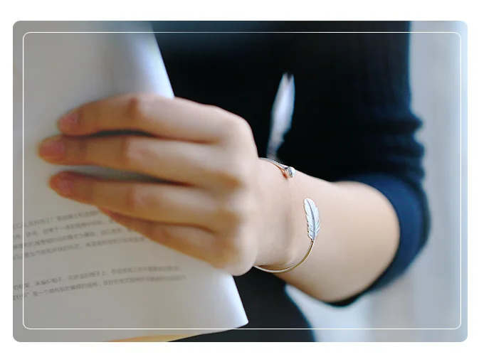 Браслет из серебра S925 пробы с перьями|sterling silver bracelet|925 sterling braceletsilver bracelet |