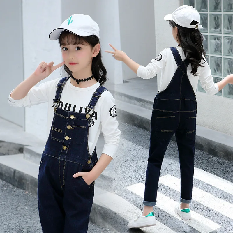 Новинка 2018 Модный комплект одежды для девочек белая рубашка + джинсовый