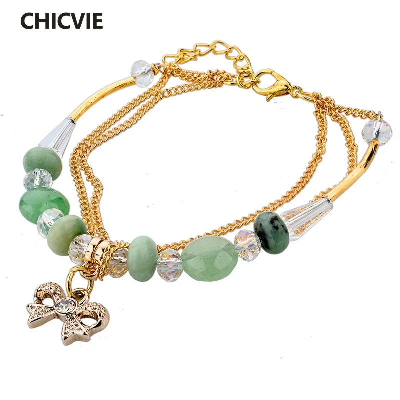 

CHICVIE Blue Cuff Bowknot Bracelets Bangles For Women Charms Jewelry Making Friendship Bracelet Femme Acier Inoxydable SBR140616