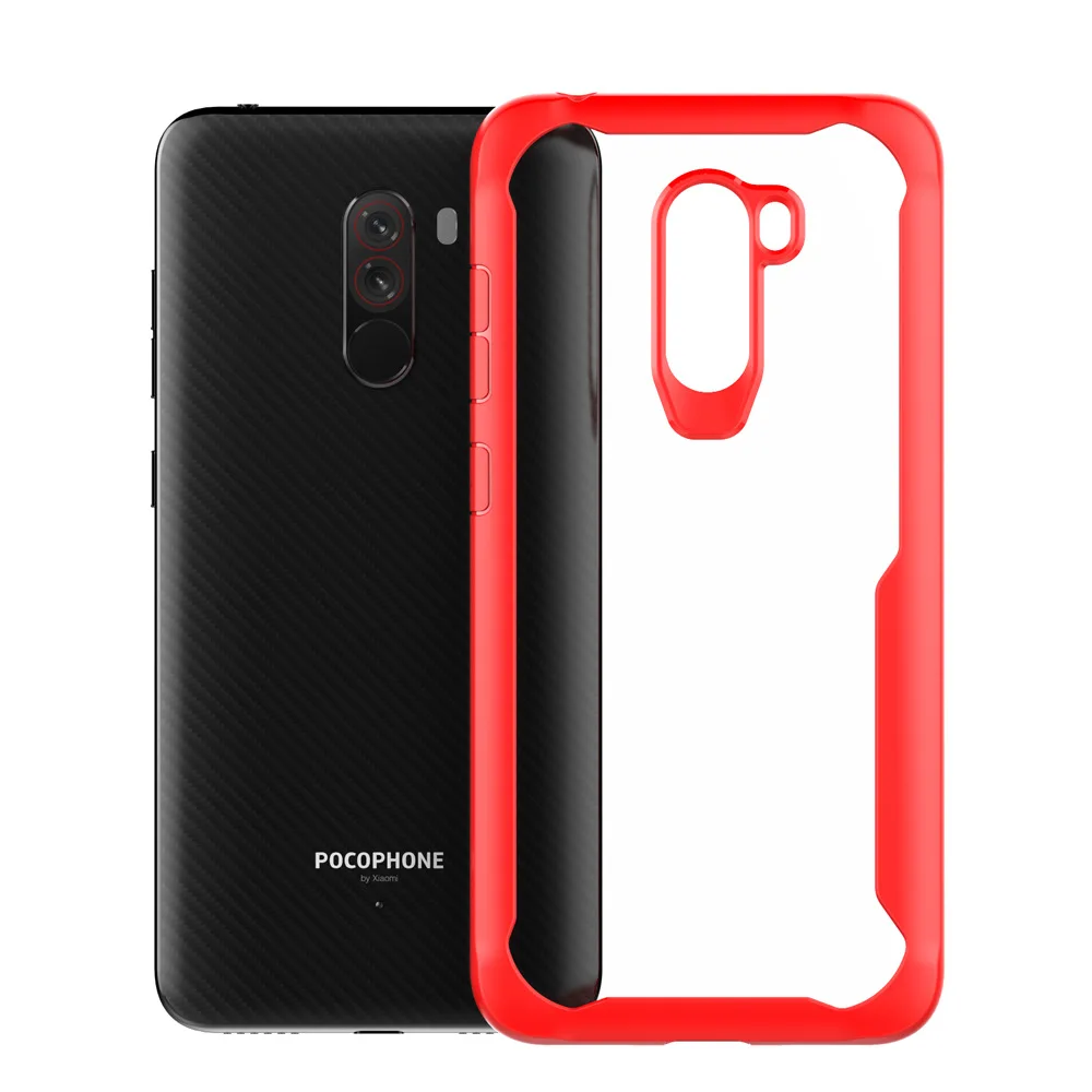 Red Для Xiaomi Pocophone F1 Мягкий ТПУ+ Жесткий PC чехол-накладка для Pocophone F1 силиконовый защитный чехол для POCO F1 прозрачный чехол - Цвет: Red