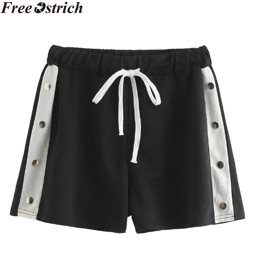Летние женские свободные шорты сшитые с высокой талией на шнуровке популярные