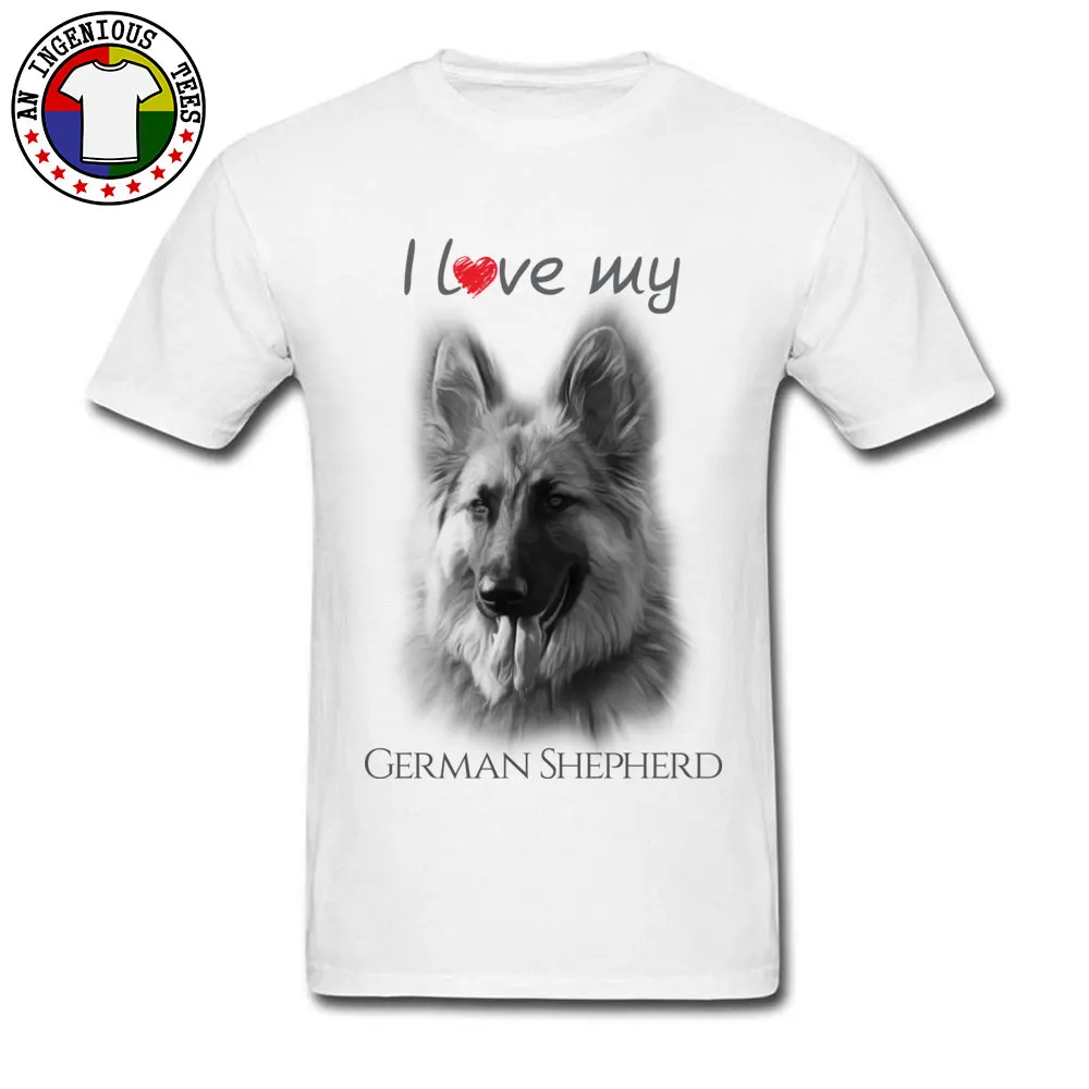 Белые футболки для взрослых из чистого хлопка с надписью I Love My German Shepherd Animal Dog Student